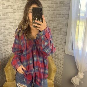 AEO // button down flannel hoodie